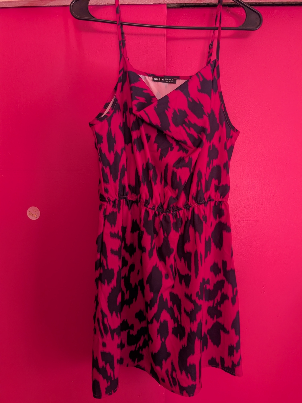SHEIN Hot Pink & Black Animal Print Mini Dress